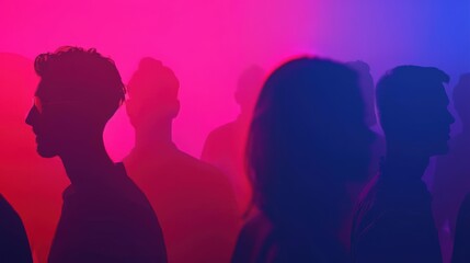 A Close-up Shot of a Silhouettes of people at a wedding with watercolor details