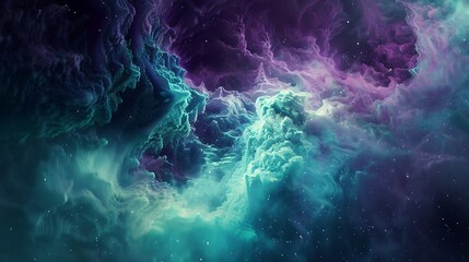 Hypnotic dance of ultraviolet euphoria and serene jade hues captured in vivid HD, resembling a celestial symphony of colors.