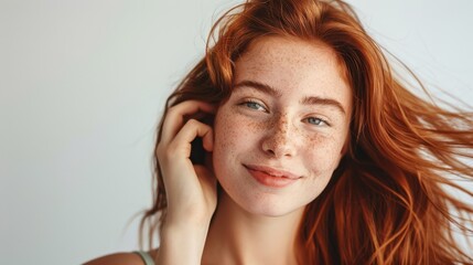 Obraz premium The smiling red-haired woman