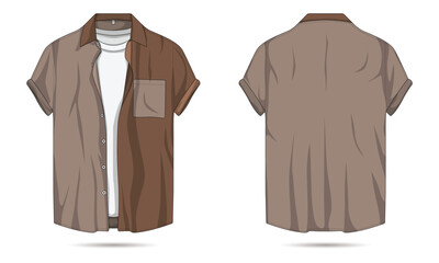 Naklejka premium Two-color modern button-up shirt illustration mockup front and back view