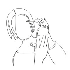One continuous single drawing line art flat doodle  eye, eyelash, cosmetic, face, fashion, makeup, beauty, woman, mirror. Isolated image hand draw contour on a white background