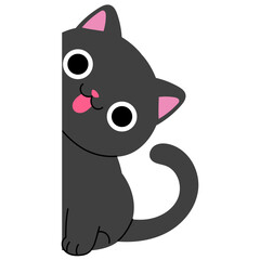 peekaboo happy black cat illustration 