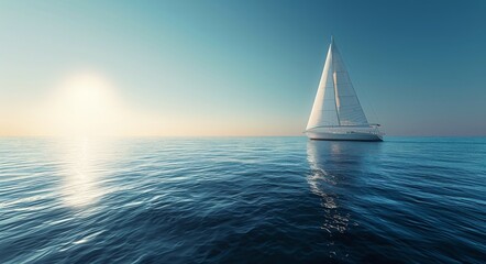 Obraz premium Sailboat Navigating Calm Ocean Waters on a Sunny Day