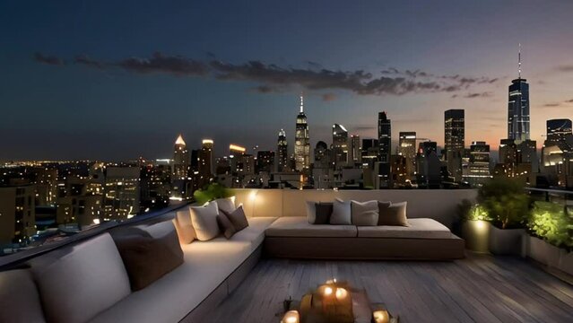 NYC Rooftop Terrace with City Skyline Views