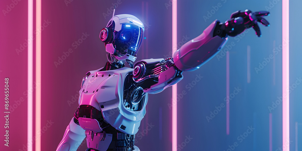 Aufkleber robot or cyborg dabbing on the party. andoid in dab pose. cybernetic man with artificial inlligence 