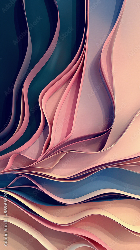 Poster abstract composition of flowing colorful lines creating a dynamic and modern design