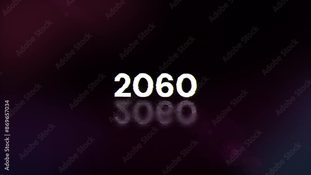 Poster 2060 text with screen effects of technological failures. spectacular screen glitch with various kind