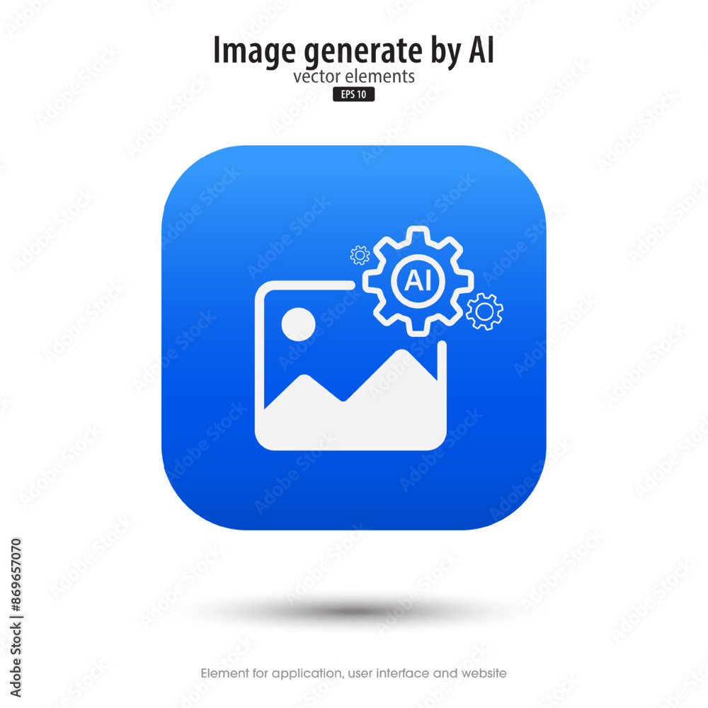 Poster Picture Generated by AI icon. 3d button minimal modern design style for Apps, Websites, Interfaces, and mobile apps. AI enters by command prompt to generate ideas. UI, UX design, Vector illustration.