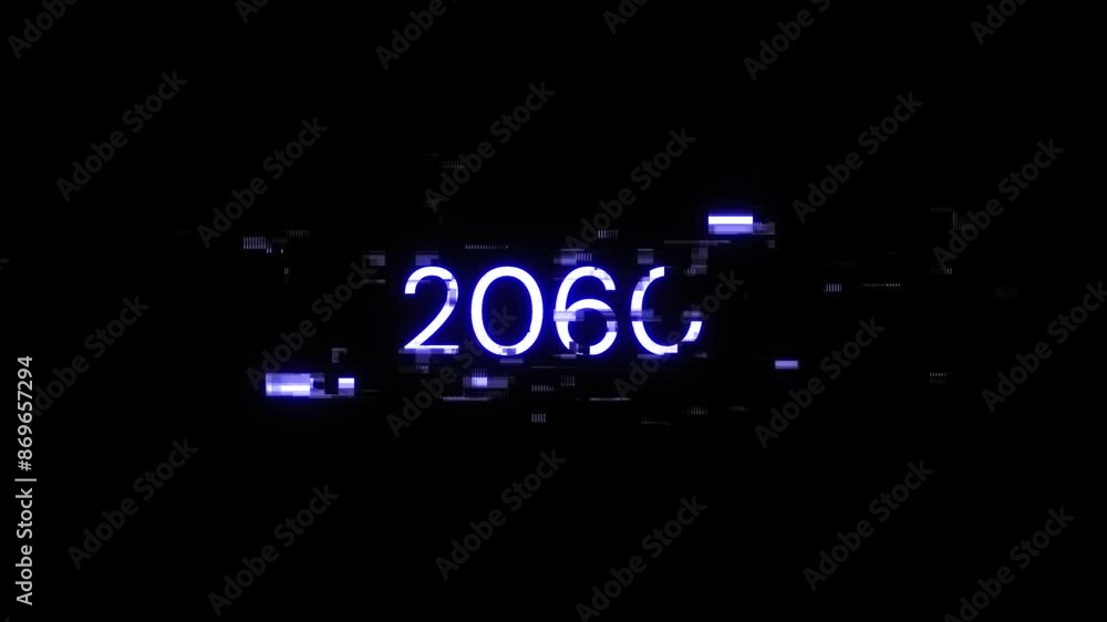 Aufkleber 2060 text with screen effects of technological failures. spectacular screen glitch with various kind