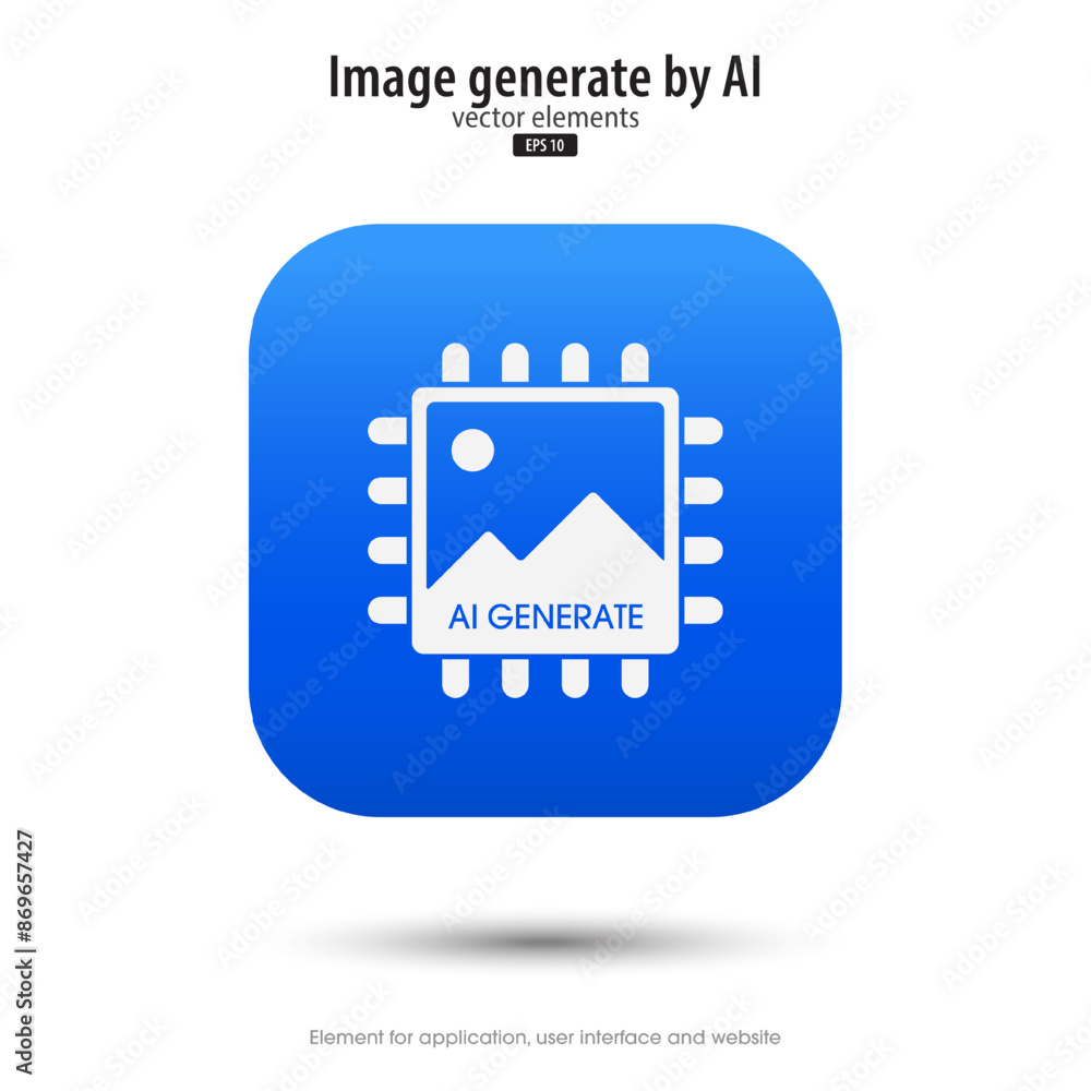 Poster Picture Generated by AI icon. 3d button minimal modern design style for Apps, Websites, Interfaces, and mobile apps. AI enters by command prompt to generate ideas. UI, UX design, Vector illustration.