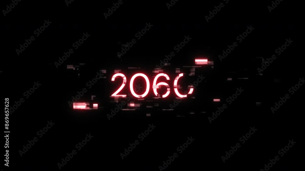 Aufkleber 2060 text with screen effects of technological failures. spectacular screen glitch with various kind