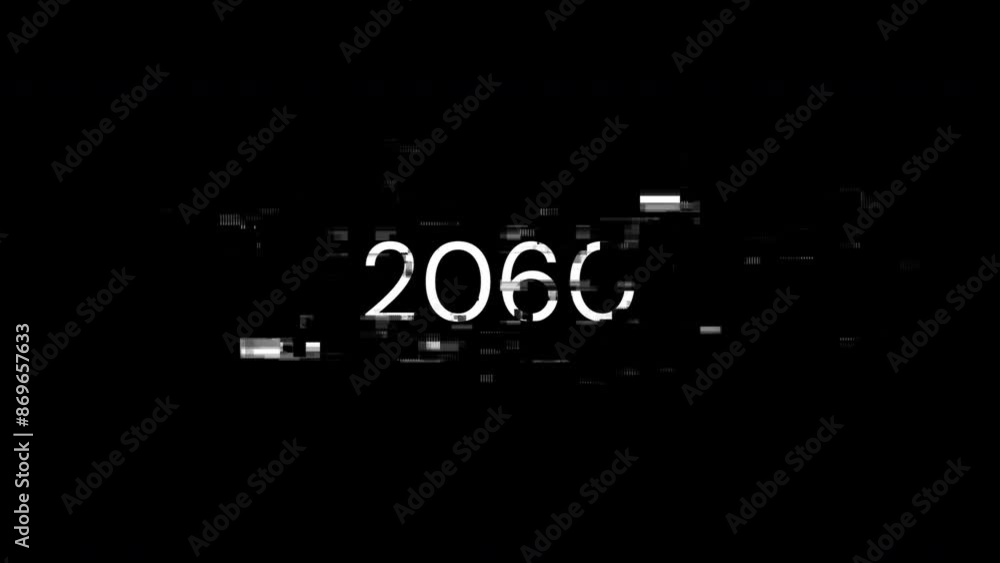 Aufkleber 2060 text with screen effects of technological failures. spectacular screen glitch with various kind