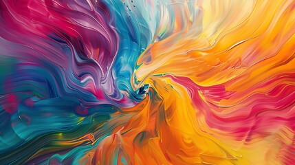 Hypnotic swirls of bright colors dancing across the canvas in a mesmerizing display.