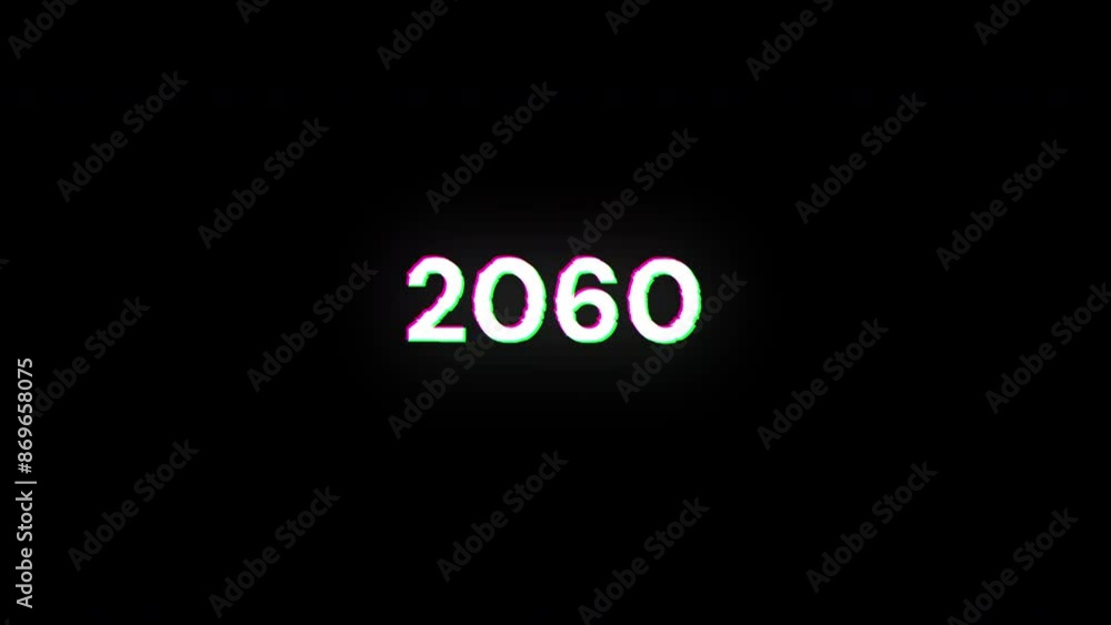 Aufkleber 2060 text with screen effects of technological failures. spectacular screen glitch with various kind