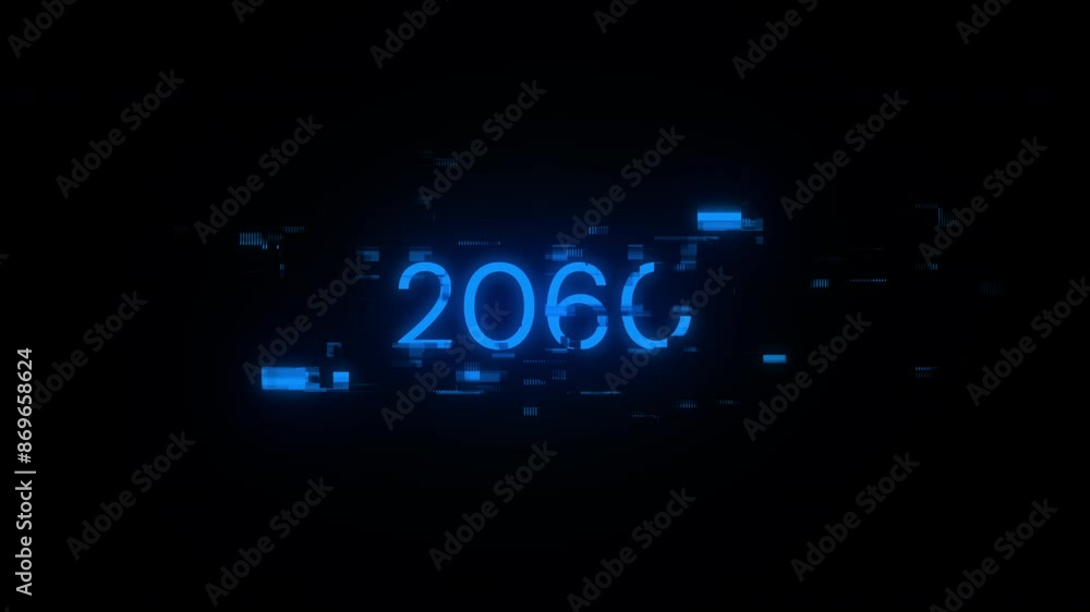 Aufkleber 2060 text with screen effects of technological failures. spectacular screen glitch with various kind