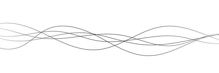 Fototapeta premium Thin line wavy background. Abstract black lines wave curve motion on white background vector. EPS 10.