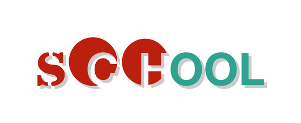 Parola SCHOOL  con sfondo colorato gradiente