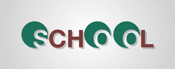 Parola SCHOOL  con sfondo colorato gradiente