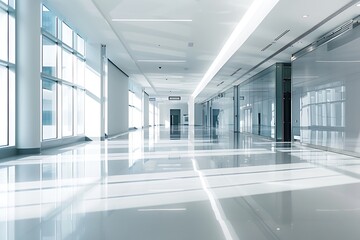 Fototapeta premium Wide shot of modern medical environment, minimalist, high contrast, dramatic light