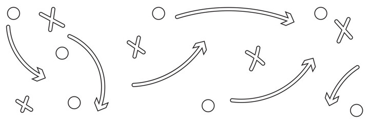 soccer tactics icon, game success strategy in football, scheme play, vector illustration on white background