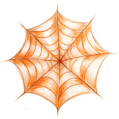 Fototapeta premium Artistic sketch of an orange spider web with intricate patterns, perfect for Halloween or nature-themed designs and decorations.