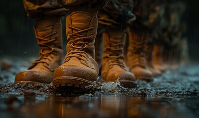 Close Up of Boots in Rain