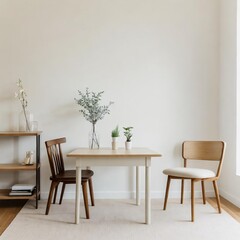 A large cream-colored wall with a small table to the side, generated by AI