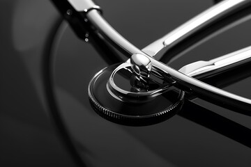 Close-up of sleek medical instrument, high contrast, dramatic lighting, minimalist