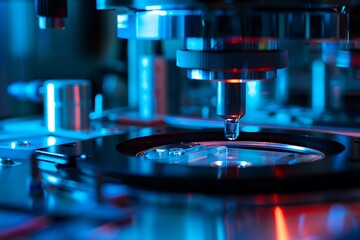 High-tech medical device, close-up, high contrast, minimalist, dramatic lighting