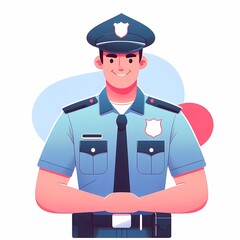 Police officers in uniform character modern vector illustration isolated on a white background