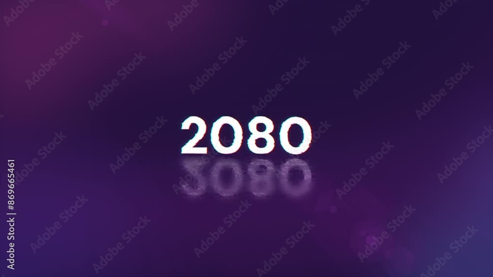 Poster 2080 text with screen effects of technological failures. spectacular screen glitch with various kind