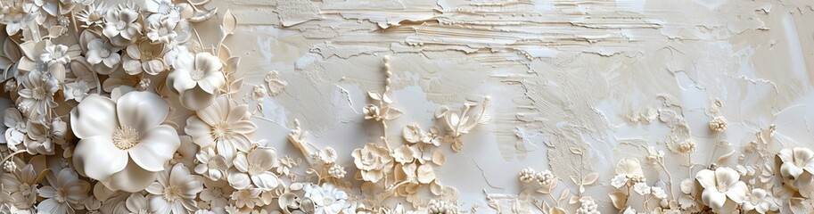 3d white flower Wallpaper Background golden art for digital printing wallpaper, mural, custom design wallpaper. AI generated illustration