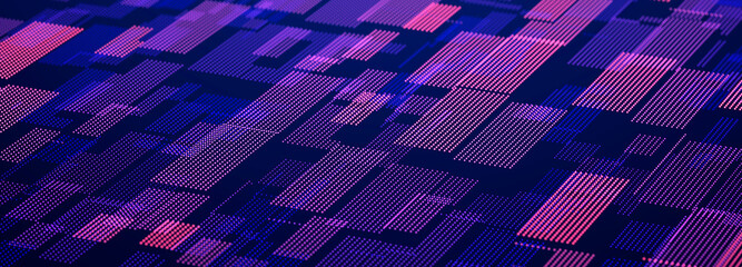 Abstract matrix. Computer code. Dark background of many dots. Big data and cybersecurity. 3d rendering