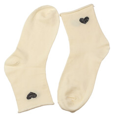 Beautiful comfortable women's socks. Isolated on transparent. Top view. Flat lay.