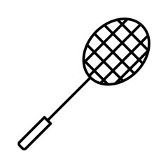 Badminton racquet icon linear logo mark in black and white