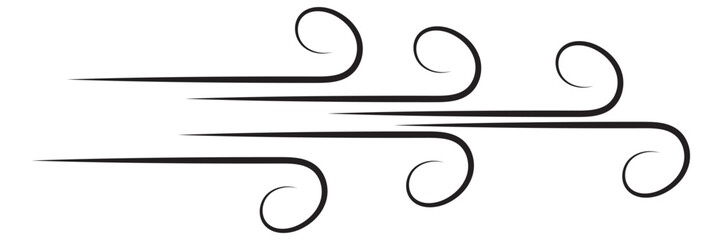 Set wind blow line icon. Blowing wind outline icons. Windy weather symbol, logo - vector