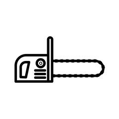 Chainsaw icon linear logo mark in black and white