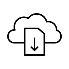Cloud download file icon linear logo mark in black and white