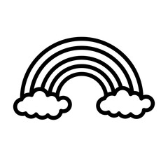 Cloud rainbow icon linear logo mark in black and white