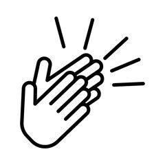 Clapping hand icon linear logo mark in black and white