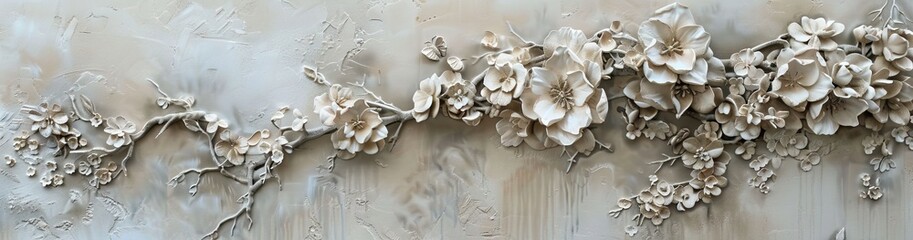 3d white flower Wallpaper Background golden art for digital printing wallpaper, mural, custom design wallpaper. AI generated illustration