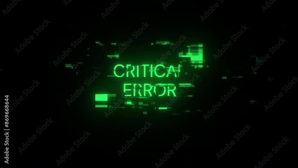 Aufkleber critical error text with screen effects of technological failures. spectacular screen glitch with va