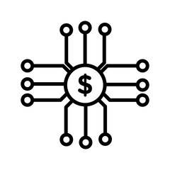 Digital Currency icon linear logo mark in black and white