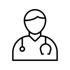Doctor icon linear logo mark in black and white