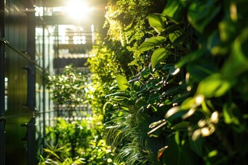 Fototapeta premium Natural Light and Green Walls Encourage Productivity in Eco-Friendly Office Space