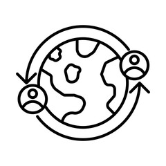 Globalization icon linear logo mark in black and white
