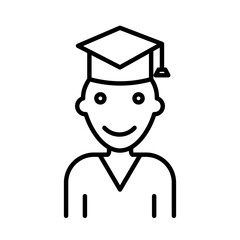 Graduation icon linear logo mark in black and white