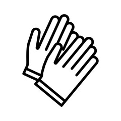 Garden gloves icon linear logo mark in black and white