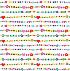 Seamless pattern with friendship bracelets. Cartoon vector colorful background in flat style	