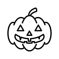 Halloween pumpkin icon linear logo mark in black and white